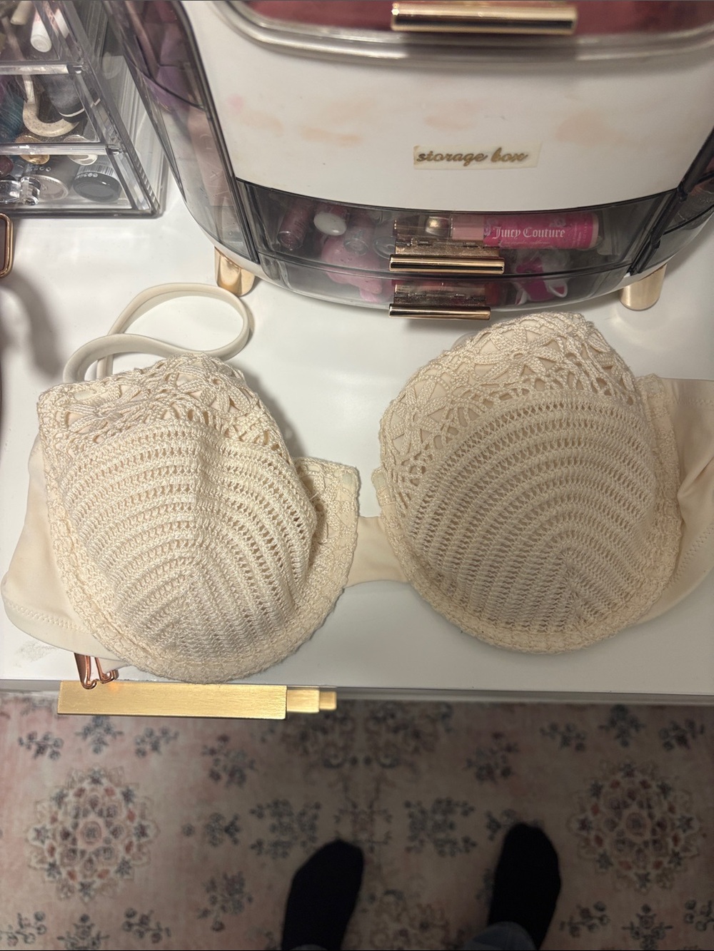 Shade & Shore Cream Crochet Push-Up Bra